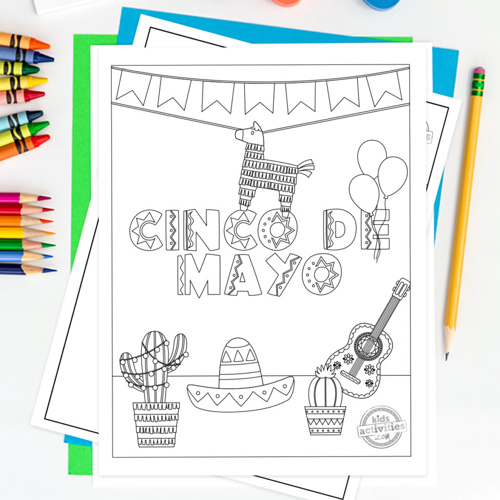 Cinco de Mayo Printable Coloring Pages For Kids Pictured With PDF Version - Kids Activities Blog
