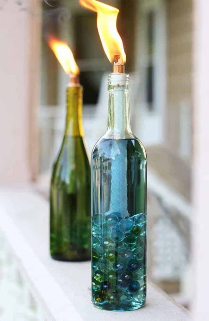 Citronella candles using wine bottles- bottle art