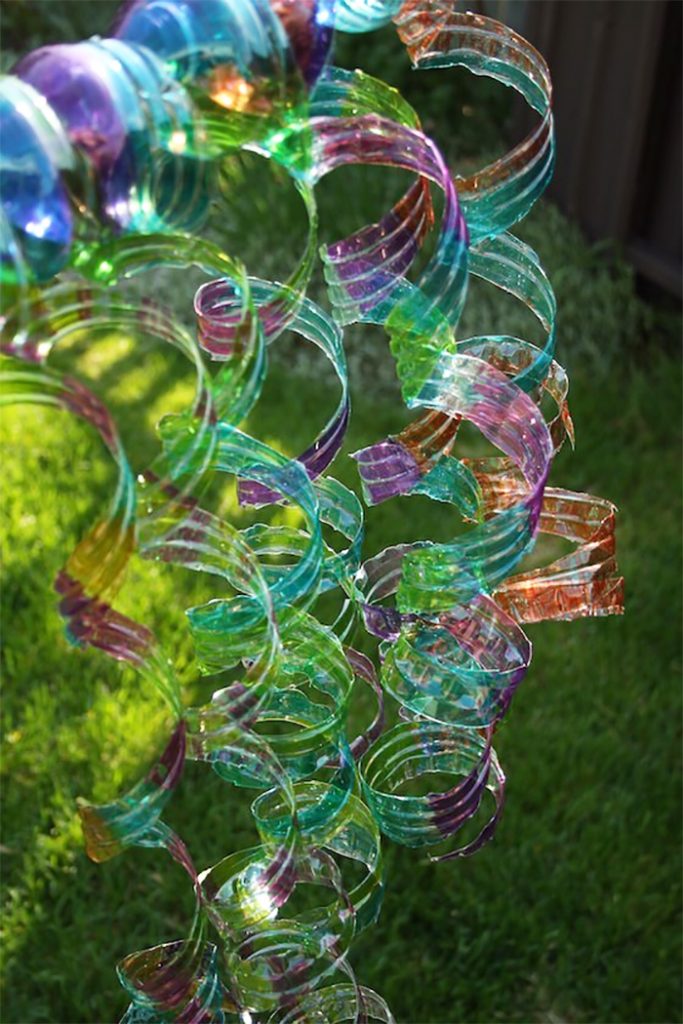 Colorful wind spirals bottle art for kids