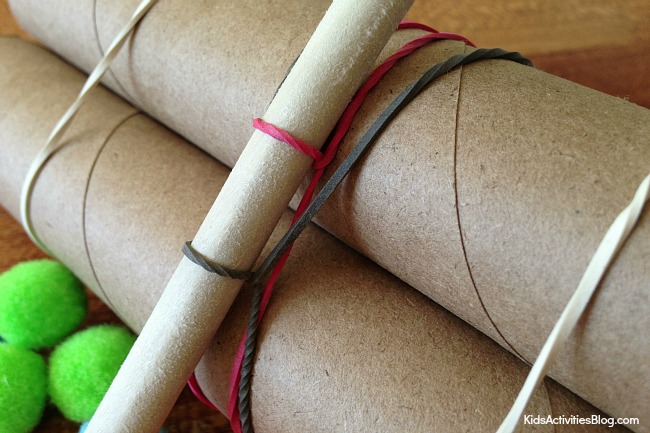 Materials needed for a catapult: You only need a few materials such as cardboard tubes, wooden spoons, rubber bands, pom poms, marshmallows or crumpled paper.