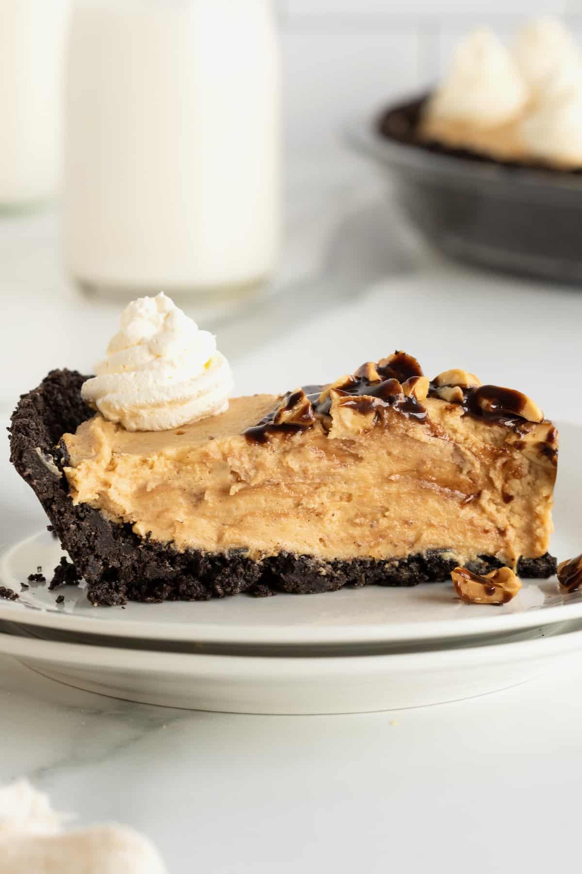 No Bake Chocolate Peanut Butter Pie from The Baker Mama