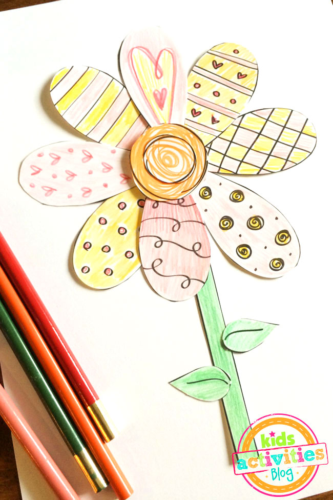 Printable spring flower coloring crafts designed by Jen Goode