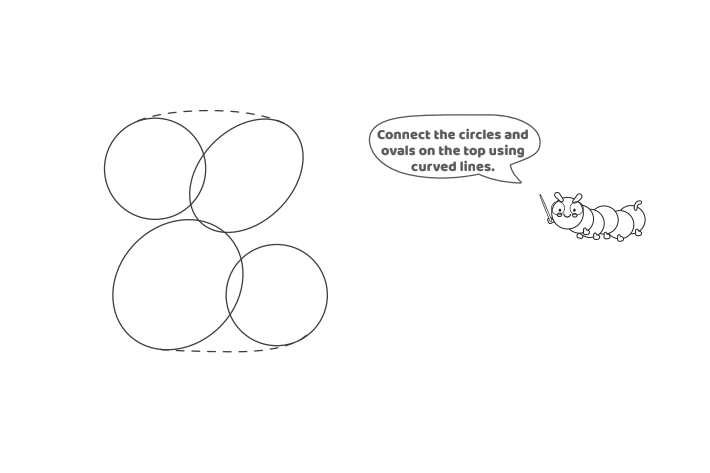 Step 4 - How to Draw Bubble Letter Z - Kids Activity Blog - Text: Connect the circles and ovals above with curved lines.