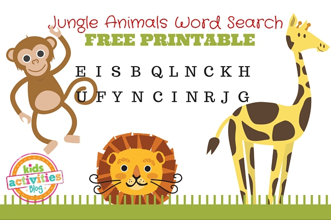 Jungle Animals Word Search Free Printable With Lined Up Letters And Multiple Animals - Kids Activities Blog