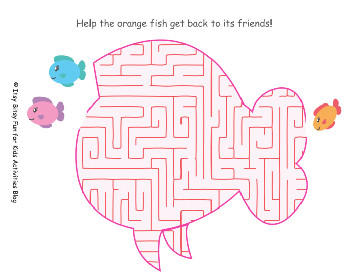 Fish Ocean Maze - Medium - Blog for kids activities