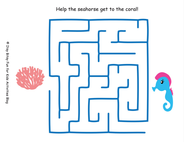 Seahorse Ocean Maze - Easy - Kids Activity Blog