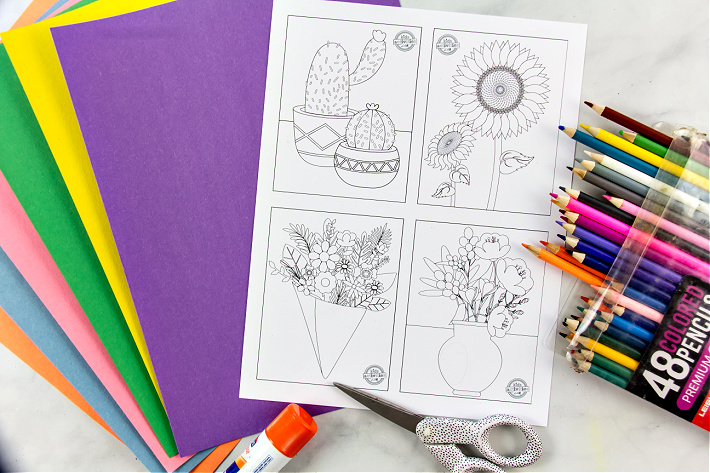 Use coloring pages, pencils and construction paper to create pretty Mother's Day cards for Mom.