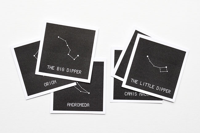 Step 4 - Telescope crafts for kids - printed constellation maps shown in a stack