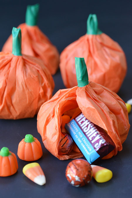 Halloween Craft - Tissue Paper Pumpkin Favours