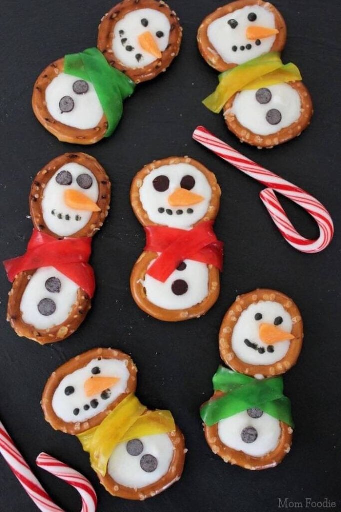snowman pretzels