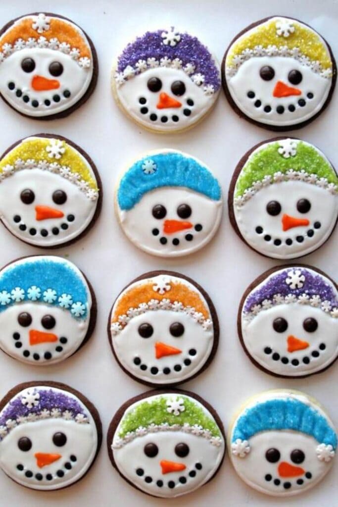 iced snowman sugar cookies