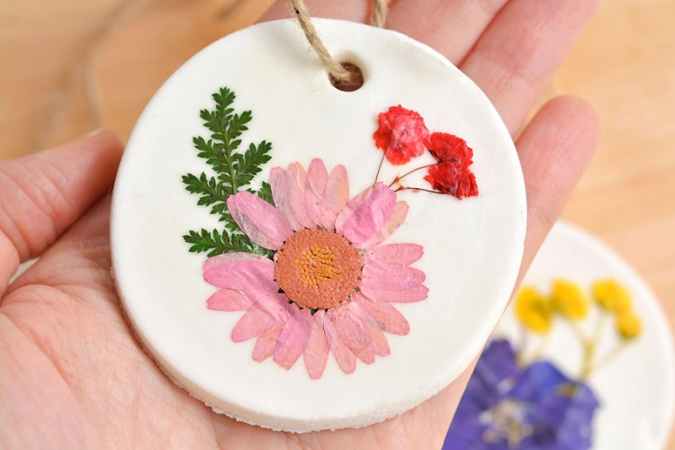 Pressed flower ornaments