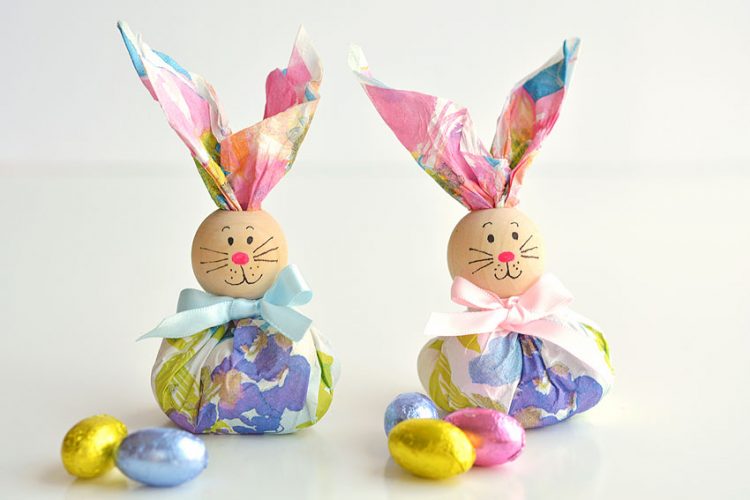 Paper napkin bunny favors for Easter