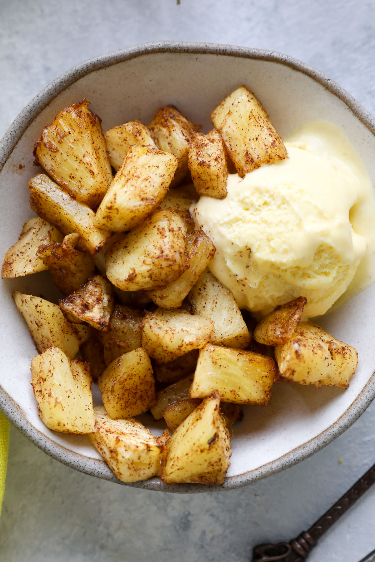 Air Fryer Pineapple and ice cream