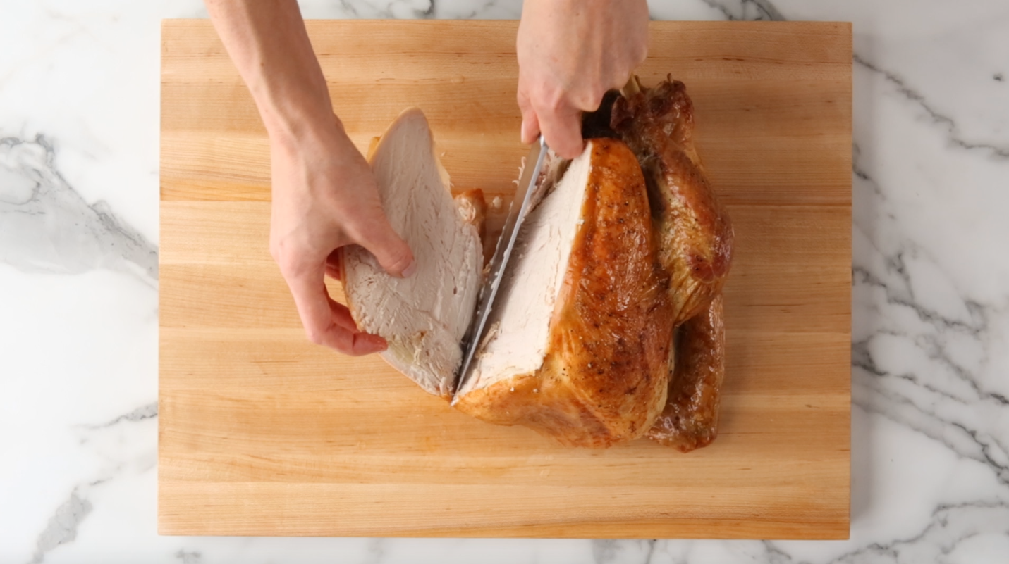 Cutting turkey breast